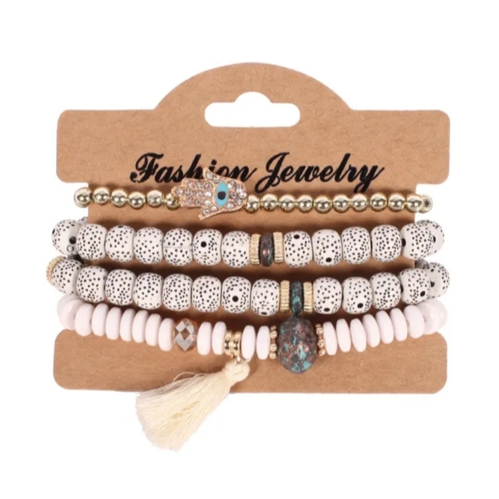 4pcs White Bohemian Evil Eye Bracket